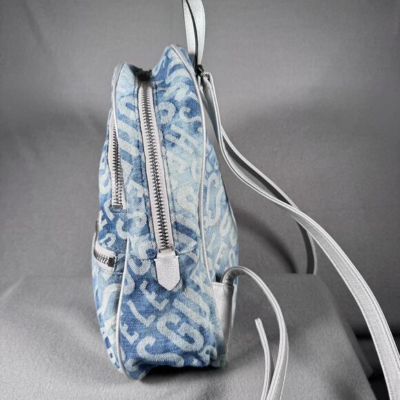 Guess Mini Backpack Purse Blue Denim Silver Trim Logo Los Angeles DY699433 - Picture 8 of 12